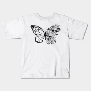 Flower Butterfly with Rose Kids T-Shirt